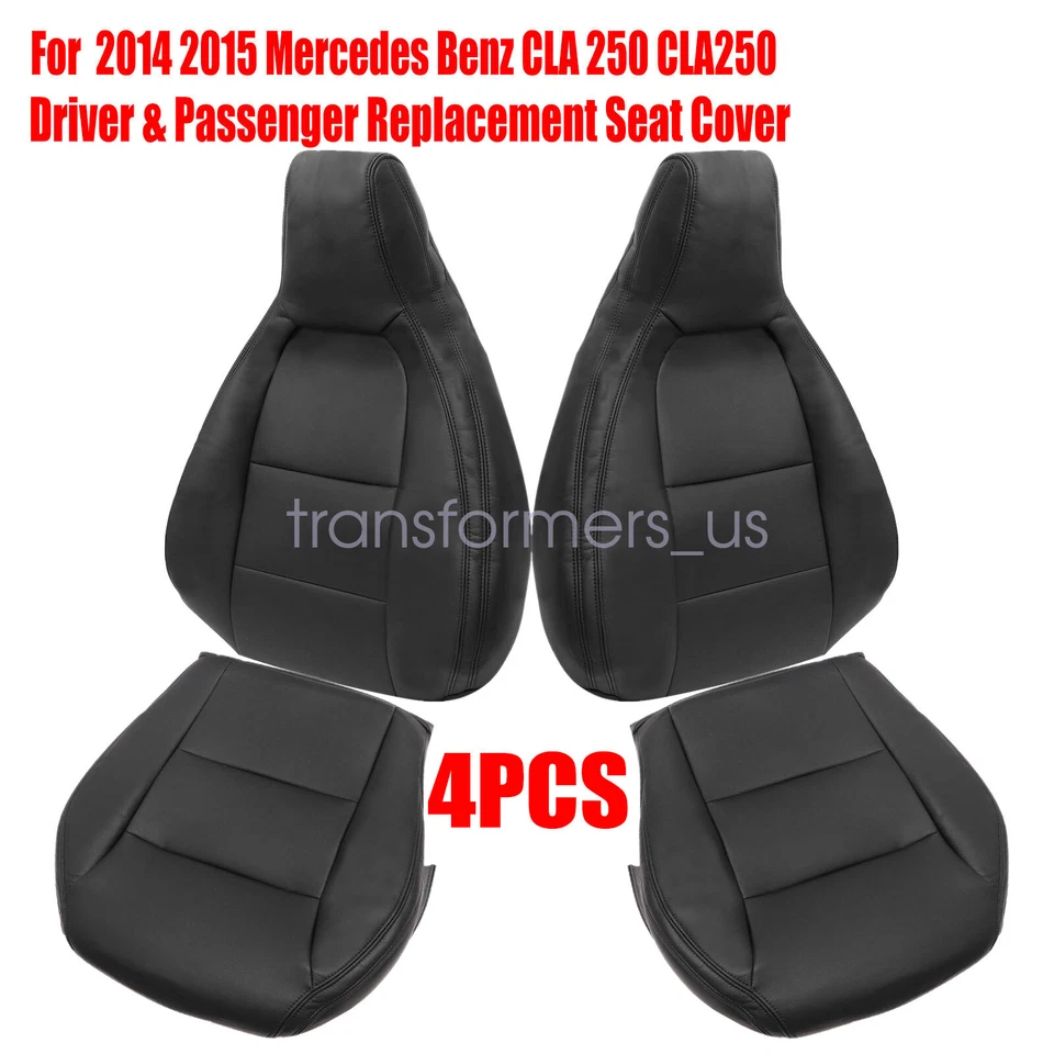 Cubierta de asiento delantera inferior y superior de cuero negra para Mercedes Benz CLA 250 2014 2015 Foto 2 de 4