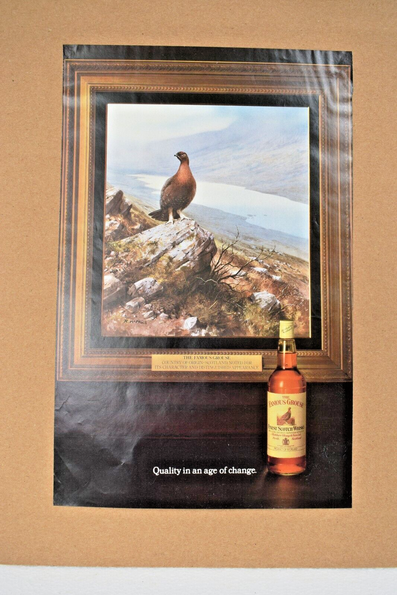 Vintage The Famous Grouse Finest Scotch Whisky Advertising Litho