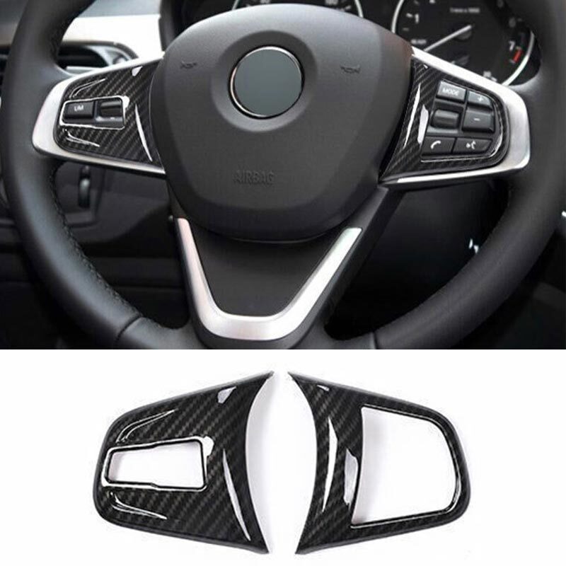 Cover Trim 2016-22 Inner Steering Wheel Button Frame For BMW X1 F48 Carbon Fiber