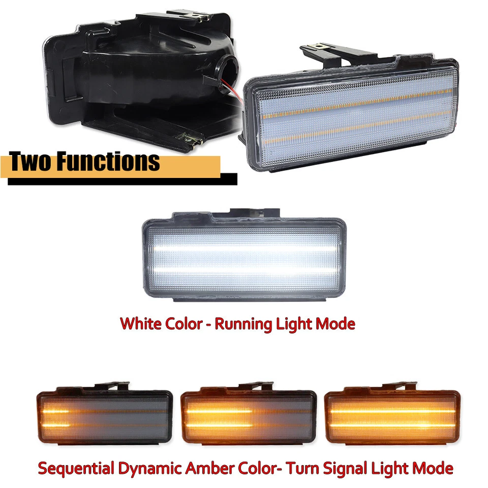 For 1994-97 Chevy S10 Blazer GMC Sonoma Clear Lens Switchback LED Signal Lights - Image 2 of 4