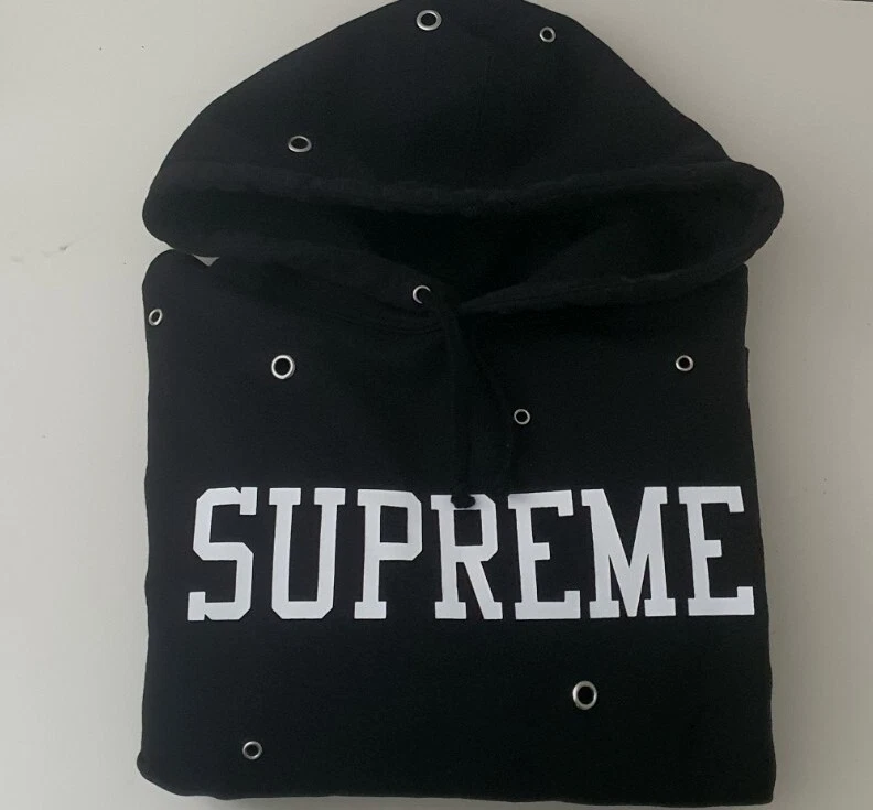 Sweat à capuche noir SS20 Supreme Eyelet taille M medium 