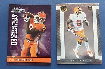 JUSTYN ROSS 2021 SUPER GLOW FIRST EVER BASE SILVER 30 & WILD CARD ALUMINATION 12