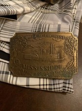 Vintage 1973 Queen Of The West Mississippi Riverboat Metal Belt Buckle Bergamot