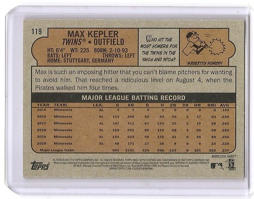 2021 Topps Heritage Max Kepler Chrome Purple Refractor Insert Card Twins - Picture 2 of 2