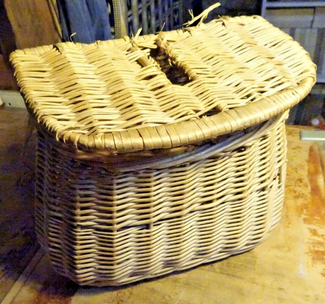 Panier Vintage En Osier Tressé Avec Couvercle – Panier De Pêche, Fabrication Française