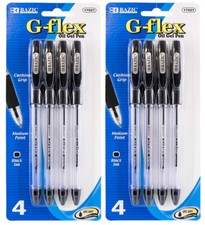 Pluma de tinta de gel de aceite negra BAZIC G-Flex con agarre de cojín paquete de 8 unidades de 2 (paquete de 4)