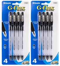 BAZIC G-Flex Black Oil-Gel Ink Pen with Cushion Grip 8-Count Pack of 2 (4/Pack)