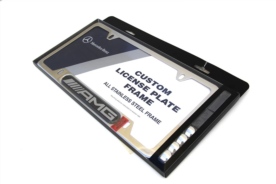 MERCEDES-BENZ STAINLESS STEEL AMG CARBON FIBER LICENSE PLATE FRAME NEW GENUINE - Image 2 of 4