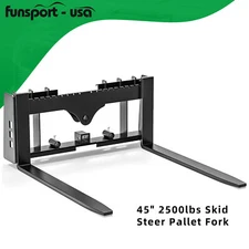 45" 2500lbs Skid Steer Pallet Fork Quick Attach W/Receiver Hitch & Spear Sleeves