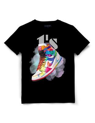 Vector Style Jordan 1's Colorful T-Shirt Design Unisex Jersey Short Sleeve Tee
