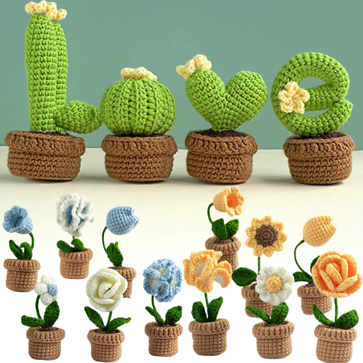 6Pcs Crochet Potted Kit Potted Flowers Kit for Beginners and Experts DIY  swzng▧