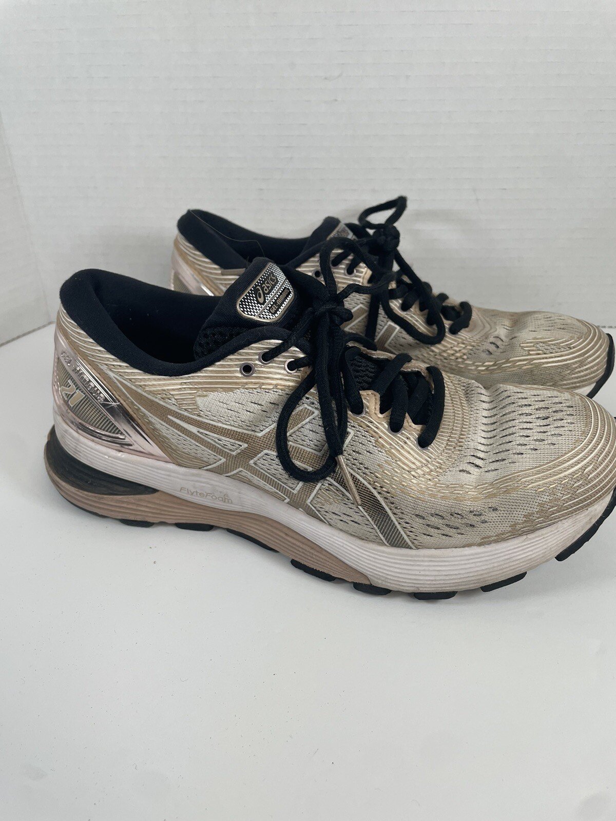 Asics GEL-Nimbus 21 PLATINUM 1012A608-100 Women's Running Shoes White  Almond 7.5 | eBay