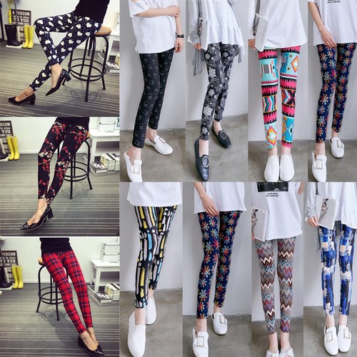 Wholesales Popular Patterns Funky Checks Flower Print Women Tight Leggings Pants - Picture 5 of 100