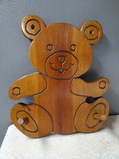 Vintage Wood Teddy Bear Wall Mount Coat Rack by: Wood Doings Tenn. USA 12.5" T