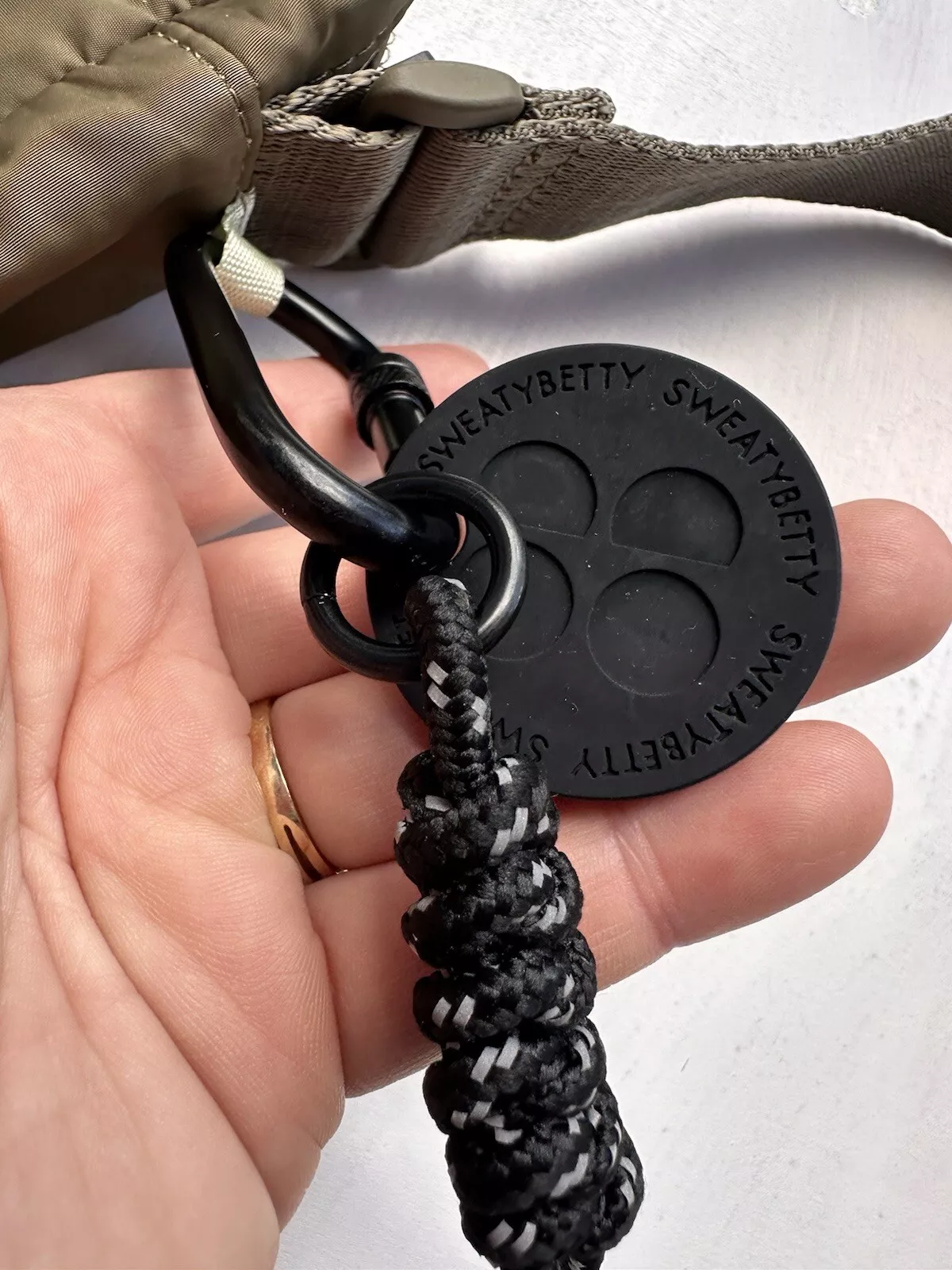 sweaty-betty nylon crossbody purse charm carabiner 