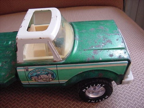 Vintage Nylint Farms Green Flatbed Pressed Steel Square Body Toy Truck Sunroof* - Picture 11 of 24