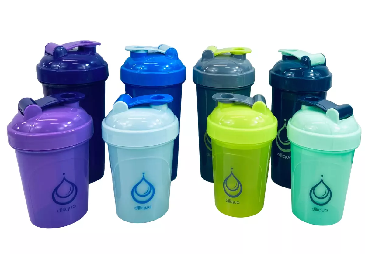 Diliqua Protein Shaker Bottle 4-28oz Large & 4-20oz Small, 8-Pack