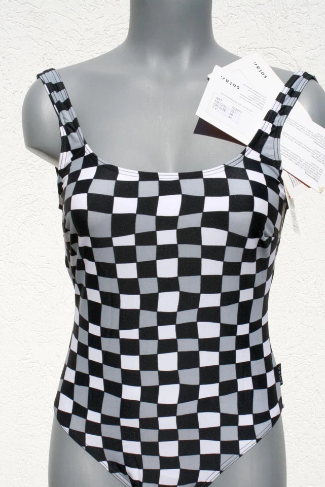 Saison-2023/24 702277-051 Solar Badeanzug mit breiten Trägern Schwarz KARO in 38 - Bild 4 von 4