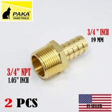 2PC- 3/4" HOSE BARB X 3/4 MALE NPT Brass Pipe Fitting NPT Thread Gas Fuel Water