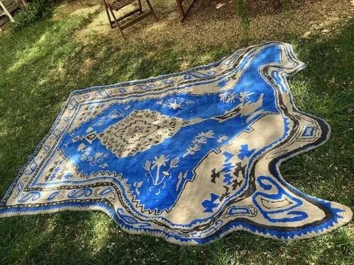 Melting Oriental Rug-Blue, Hand tufted 100% Wool Soft Area Rug Carpet - Picture 2 of 5