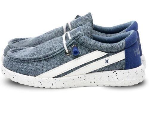 Hurley Melky Size 12 Blue Multi Canvas Slip-On w/ Elastic Laces Loafer Shoes NWB