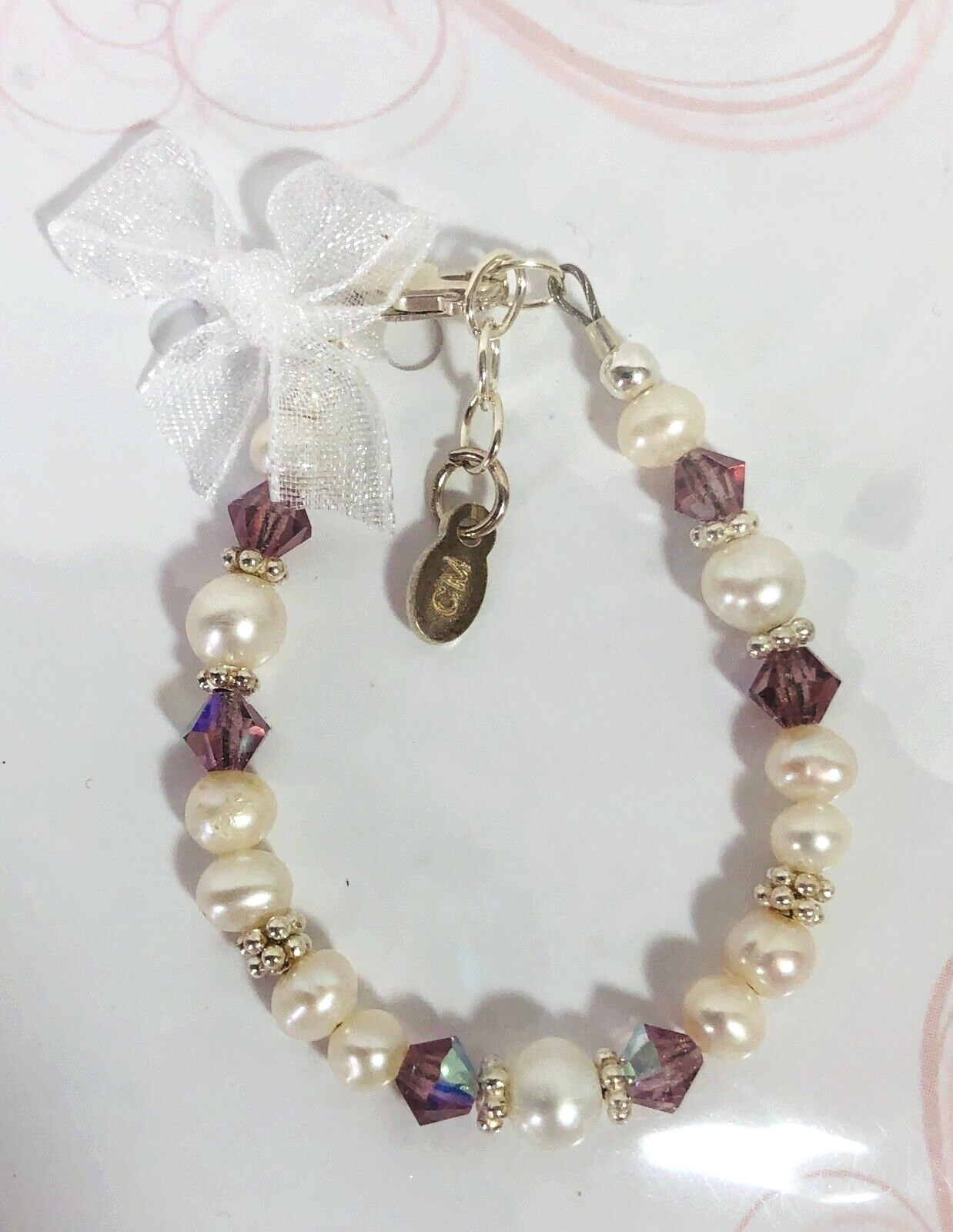 Sterling Silver June Infant Baby Cherished Moments Bracelet Small 0-12M Lavender