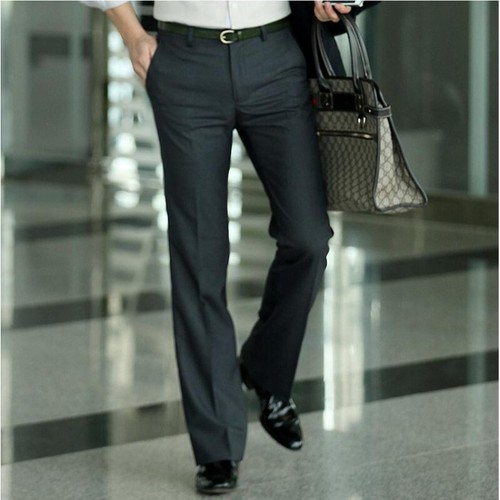 Pantalones de traje informales coreanos de pierna recta de pierna ancha para hombre pantalones de traje acampanados británicos - Imagen 28 de 31