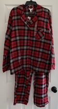 NWT Charter Club Womens XXL Red Wide tartan Plaid Cotton Flannel Pajama Set