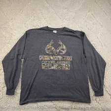 Realtree Edge Mens Long Sleeve Shirt Size XL Gray Camo Spellout Logo Design