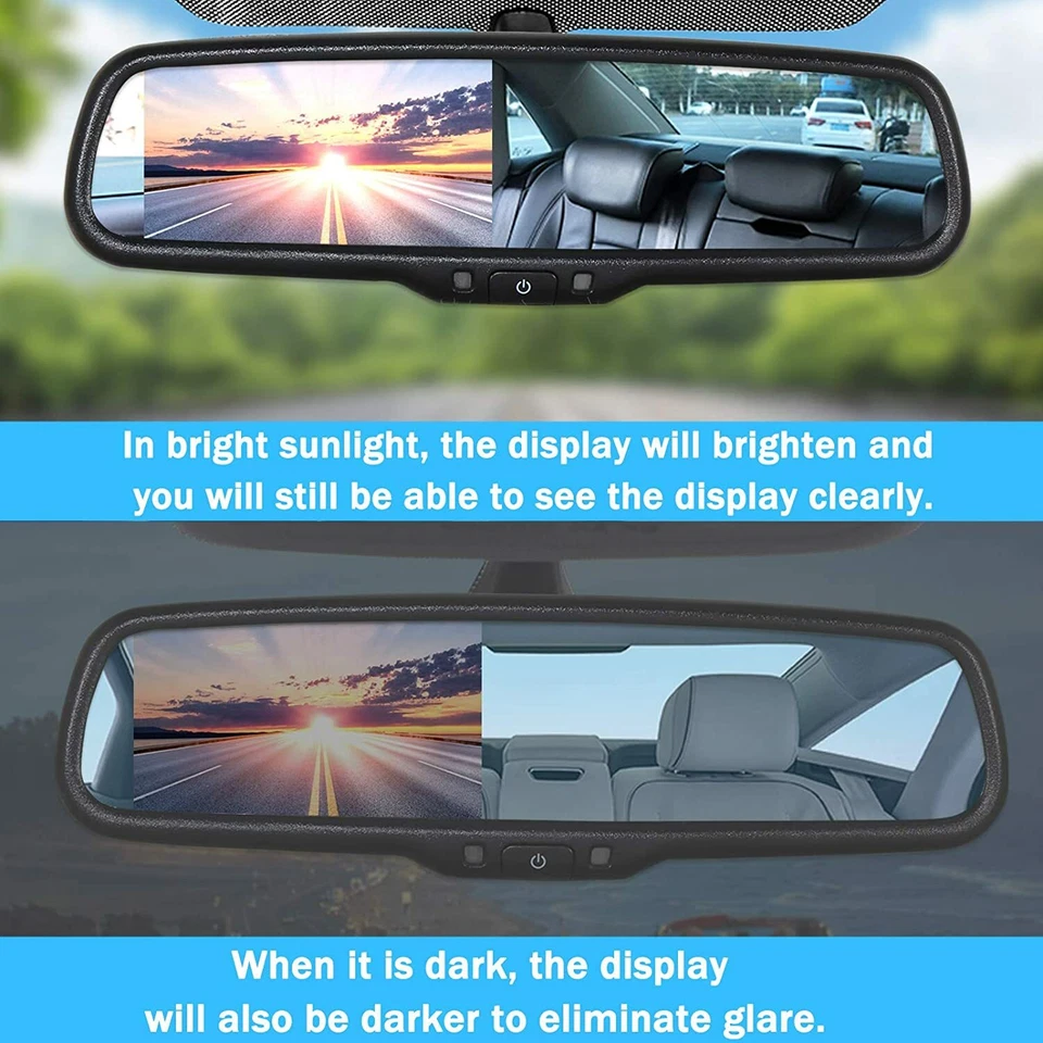 4.3'' Rear View Mirror Monitor Backup Camera For Ford F-150 Fiesta Subaru Edge - Image 2 of 4