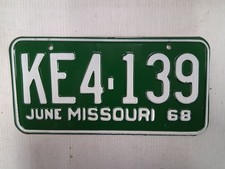 1968 Missouri License Plate Tag NOS Mint