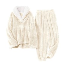Womens Fluffy Pajamas Set Fleece Pullover Pants Oversized Plush Sleepwear Coz...