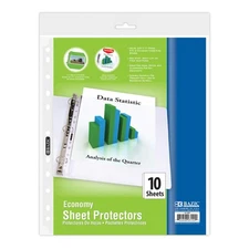 BAZIC Clear Sheet Protectors, 8.5x11", 11-Hole, 10/Pack, Archival Safe