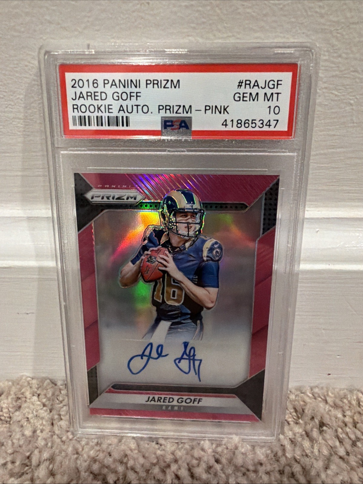 2016 Panini Prizm - Rookie Autograph Jared Goff #RA-JGF Pink Prizm (AU, RC)