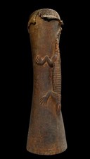 A Fine Middle Sepik River Kundu Drum with Crocodile Handle