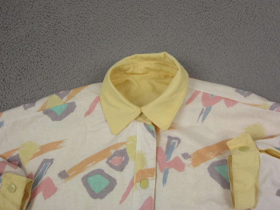 Vintage Izzi Jacket Womens Medium White Abstract Reversible Memphis Design 90s - Image 2 of 4