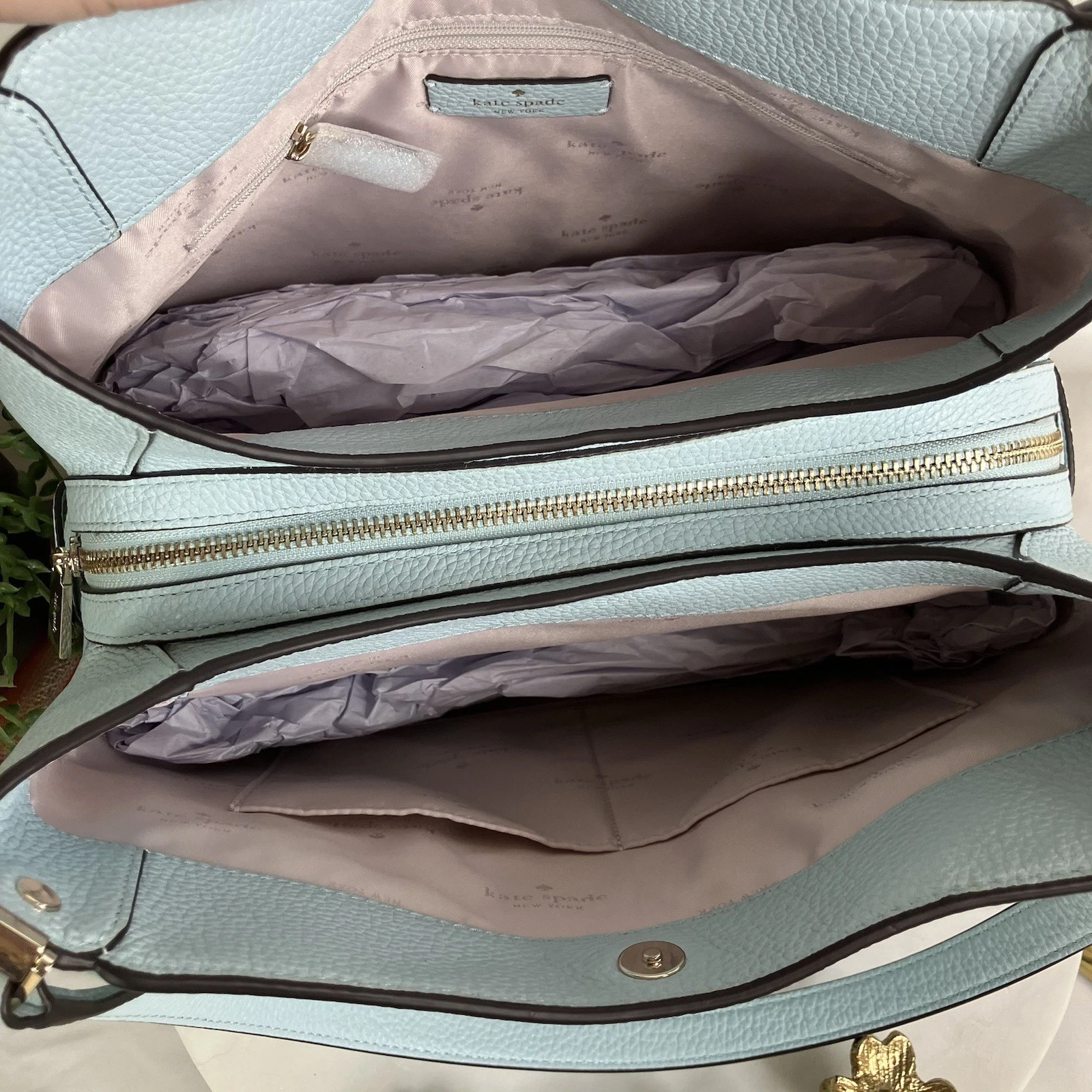 Borsa a tracolla Kate Spade Leila punto frusta borsetta pelle ciottolata blu nuova senza etichette