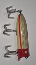 Vintage Pico Plunger 3 Hook Lure Red White Gray Dots