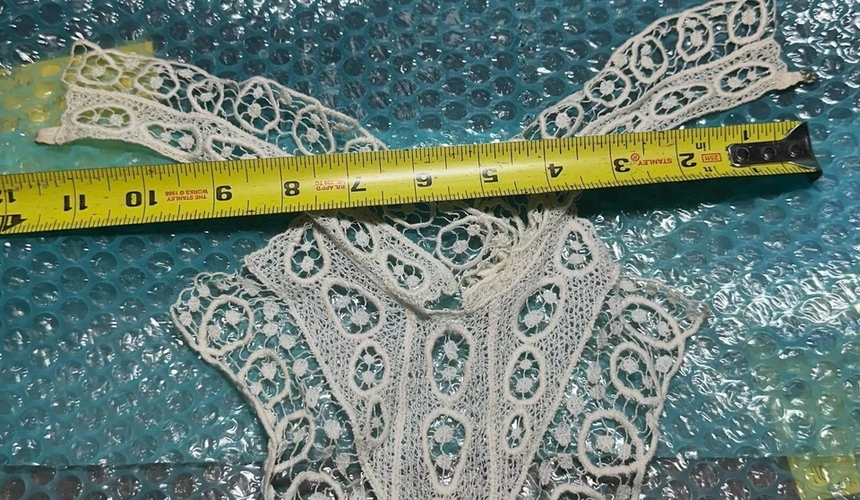 Antiguo collar de encaje eduardiano victoriano plastrón ganchillo 3D SC Estate #C Foto 2 de 4