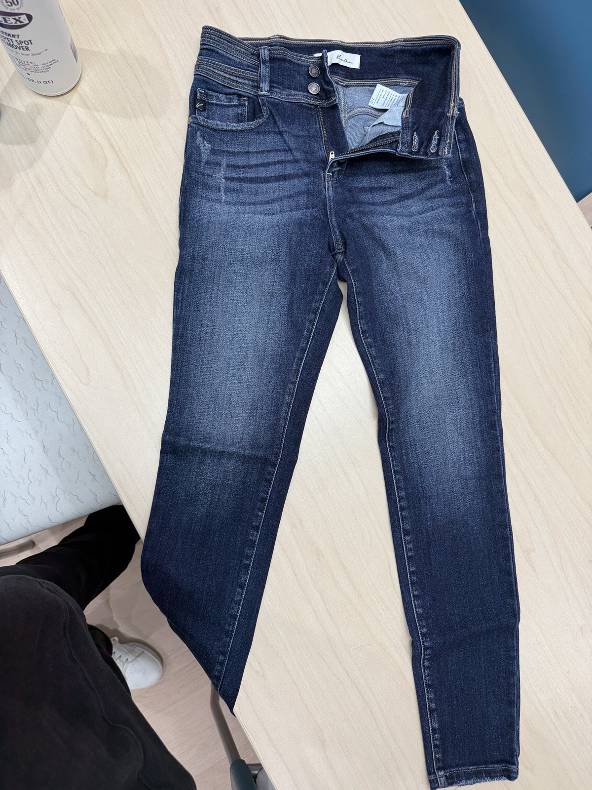 Kancan Women's High-Rise Skinny Straight Blue Medium Wash Stretch Denim Jeans