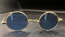 Vintage Round Wire Rim Sunglasses Lennon Ozzy Style Blue Lense Shades Frames
