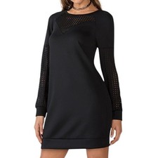 Fabletics Tilly Sweatshirt Dress S Black Neoprene Stretch Perforated Comfort