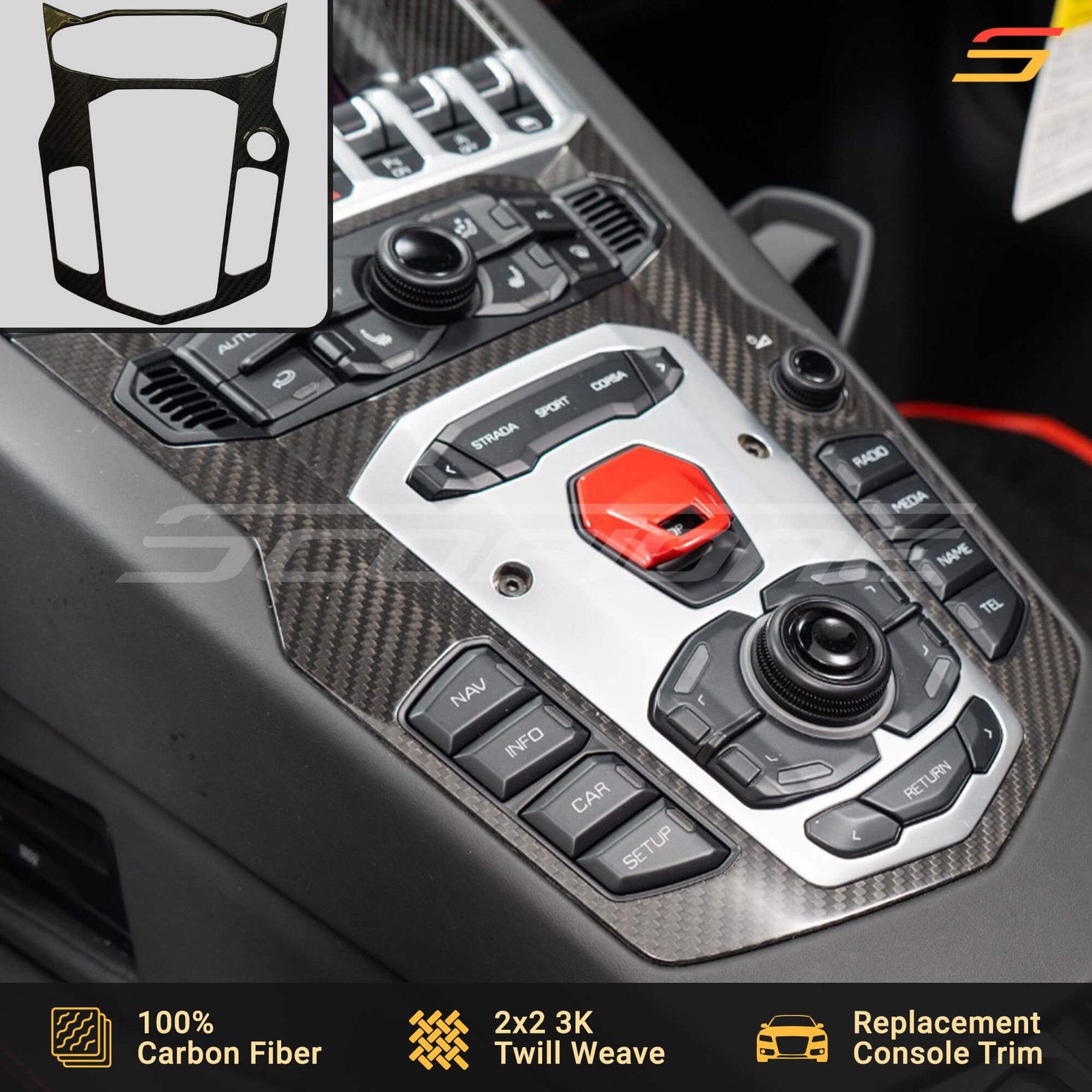 Scopione Carbon Fiber Center Control Switch Console for Lamborghini Aventador