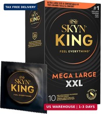 SKYN King Mega Large XXL Non-Latex Lubricated Condoms, 10 Count - Comfortable Fi