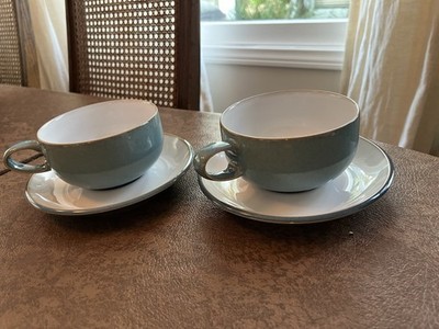 Denny Latte Cup And Saucer Pair - Azure Blue, Made In England