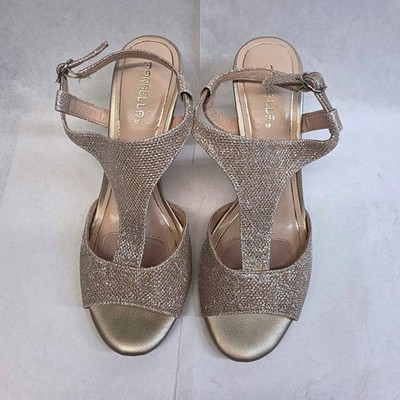 Marbella Madrid Heeled Sandals Heels 8.5 Rose Gold Glitter Sparkly Prom Hoco GUC