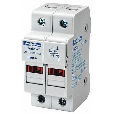 Mersen Uscc2i Finger Safe Fuse Block, 0 To 30A Amp Range, 600V Ac/Dc Volt