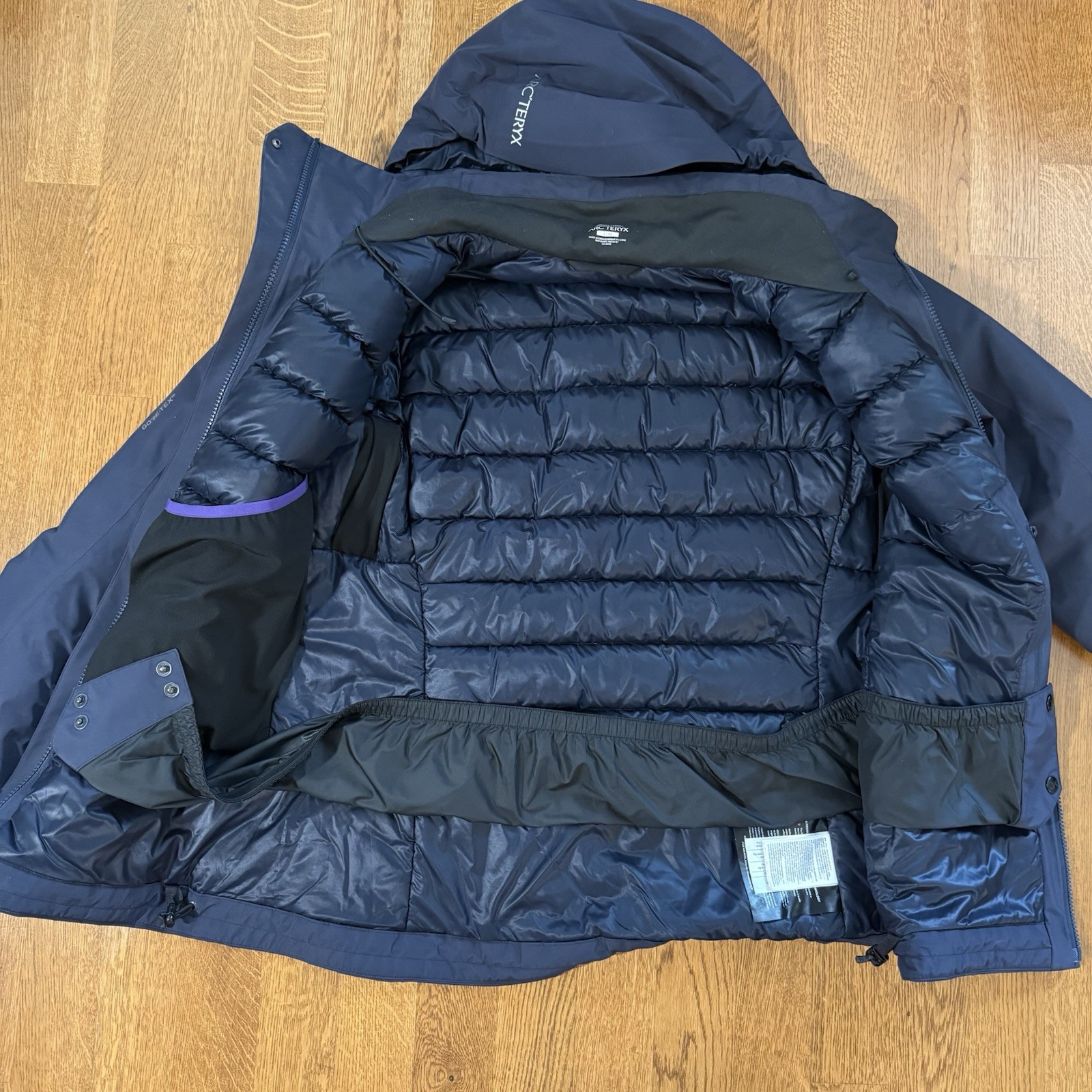 ARC'TERYX Arc’ teryx Andessa Goose Gore Tex piumino giacca sci cappotto blu navy donna taglia large