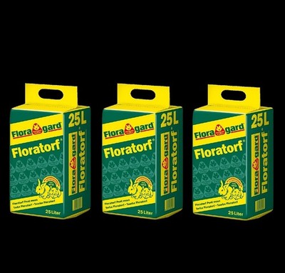 3 x Floragard Floratorf Boy 25L Bio Qualitätstorf ohne Dünger Einstreu Kaninchen