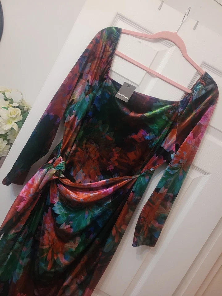 Ladies Size 22 24 Velvet Long Sleeve Dress Xmas Cruise Wedding Party Bnwt Curves - Image 4 of 4